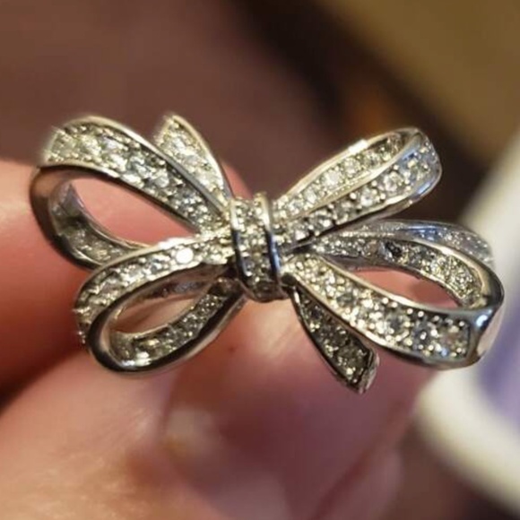Luxe Gold Tone Cubic Zirconia Bow Ring - Picture 3 of 8